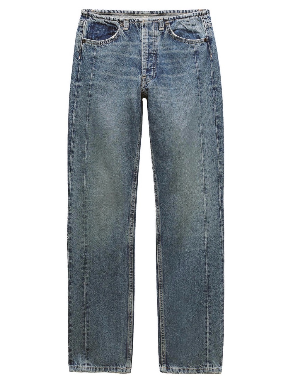 ✅ Zara Light Blue Straight-Leg Jeans 100% cotton size 4 USA 36